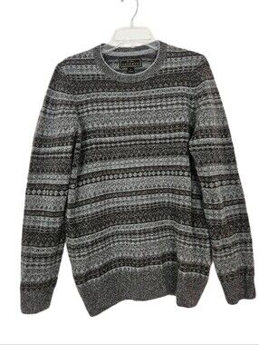 Jos A Bank Reserve Men's Gray Patterned Crewneck Sweater